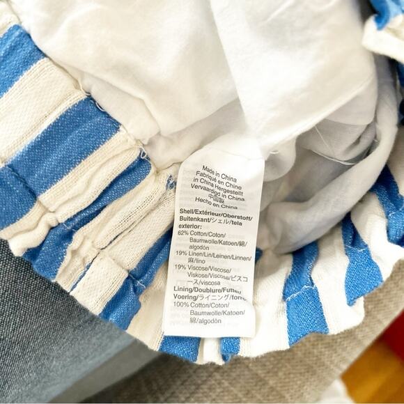 NEW J. Crew Factory Pull-On Paperbag Short Blue White Stripe Cotton Linen Sz S - Picture 9 of 9